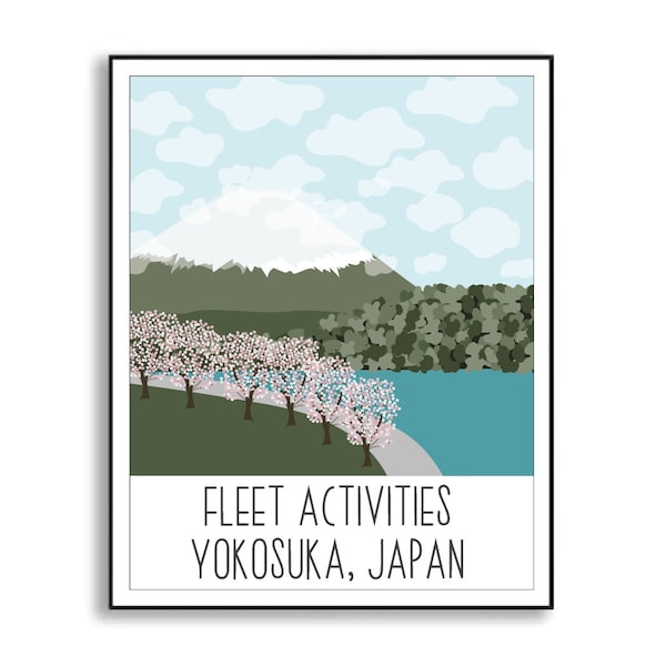 Fleet Activities Yokosuka Poster, Naval Base Poster, Yokosuka Japan Art Print, Navy Base Poster, Yokosuka Military Base Sign