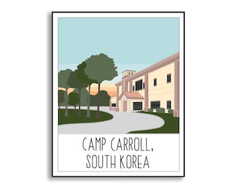 Cartel de Camp Carroll, impresión de la base militar de Corea del Sur, letrero de la estación de servicio de Camp Carroll