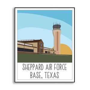 Sheppard Air Force Base Poster, Sheppard AFB Texas Poster, Texas Air Force Base Portrait, Dienstposten Schild, Sheppard Air Force Base Druck