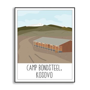 Camp Bondsteel Poster, Camp Bondsteel Kosovo Deployment Poster, Military Base Poster, Camp Bondsteel Duty Station Sign, Veteran Gift image 2