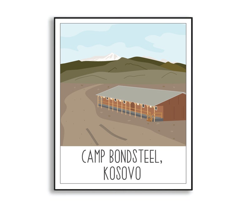 Camp Bondsteel Poster, Camp Bondsteel Kosovo Deployment Poster, Military Base Poster, Camp Bondsteel Duty Station Sign, Veteran Gift image 2