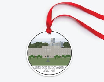 Adorno de USMA West Point, Adorno de West Point NY, Adorno navideño de base militar coleccionable, Regalo de oficial del ejército
