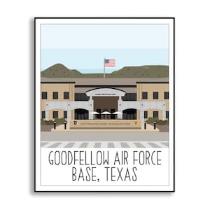 Goodfellow Air Force Base Art Print, Goodfellow AFB Texas Poster, Air Force Base Artwork, Collectible Duty Station Sign, Air Force Poster