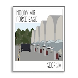 Moody Air Force Base Drawing, Military Base Illustration, Duty Base Sign, Collectible Duty Station Wall Art, Moody AFB Georgia