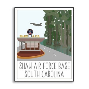 Shaw Air Force Base Print, Shaw AFB South Carolina, Air Base Poster, Air Force Base Print, Shaw Military Base Poster, Duty Station Sign