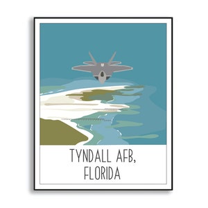 Tyndall AFB Poster, Tyndall Air Force Base Print, Air Force Wall Art, Military Style Decor, Duty Station Tracker