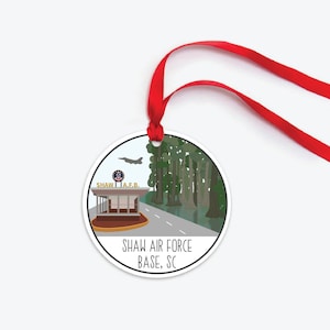 Shaw AFB Ornament, Shaw Air Force Base Drawing, Collectible Duty Station Ornament, PCS Gift, Military Base Christmas Ornament