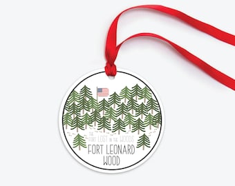 Fort Leonard Wood Army Base Ornament, Collectible Duty Station Ornament, PCS Gift, Army Christmas Ornament