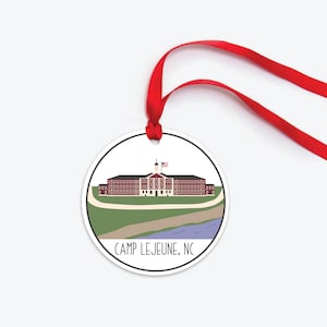 Camp Lejeune Ornament, North Carolina Marine Corps Base Collectible Duty Station Ornament, PCS Gift, Military Base Christmas Ornament