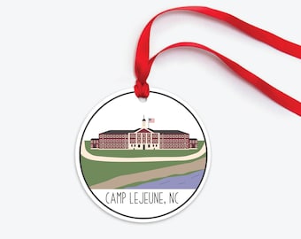 Camp Lejeune Ornament, North Carolina Marine Corps Base Collectible Duty Station Ornament, PCS Gift, Military Base Christmas Ornament