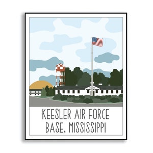 Keesler AFB Poster, Keesler Air Force Base Print, Mississippi Air Force Base Poster, Keesler AFB Mississippi Duty Station Sign