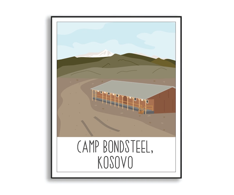 Camp Bondsteel Poster, Camp Bondsteel Kosovo Deployment Poster, Military Base Poster, Camp Bondsteel Duty Station Sign, Veteran Gift image 1