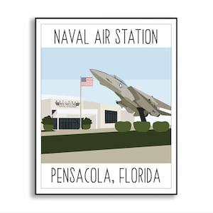 NAS Pensacola Print, Naval Air Station Pensacola Poster, Collectible Duty Station Artwork