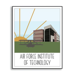 Air Force Institute of Technology Art Print, Collectible Duty Station Sign, Air Force Illustratie, Air Force Officer Gift