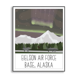 Eielson AFB Poster, Eielson Air Force Base Print, Alaska Air Force Base Poster, Eielson AFB Alaska Duty Station Sign