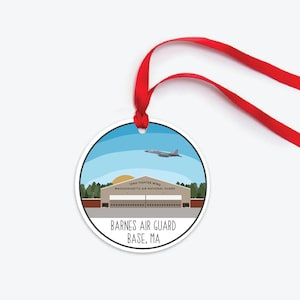 Barnes Air Guard Base Ornament, Air Force Base Christmas Ornament, Massachusetts Collectible Duty Station Ornament, PCS Gift, Squadron Gift
