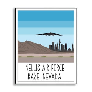 Nellis Air Force Base Duty Station Sign, Nellis AFB Poster, Air Force Base Poster, Nellis AFB Nevada Print, Airman Gift, Air Force Base Sign