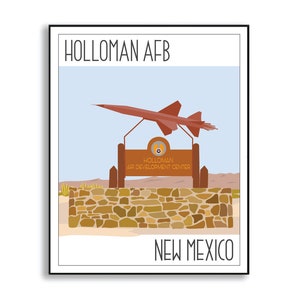 Holloman Air Force Base, New Mexico, Military Illustration, Collectible Duty Station Sign