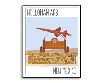 Holloman Air Force Base, New Mexico, Military Illustration, Collectible Duty Station Sign