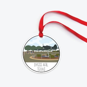 Dyess Air Force Base Ornament, Texas Air Force Base Drawing, Collectible Duty Station Ornament, PCS Gift, Military Christmas Ornament
