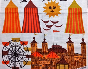 Vintage Tea Towel Modern Carnaval 70s