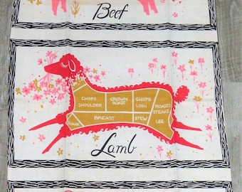 Vintage Towel MCM Meats BBQ Restaurant Chef