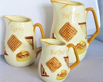 Vintage Pitcher Set Napco 1963 Pancakes Table Calaprint Go-Along