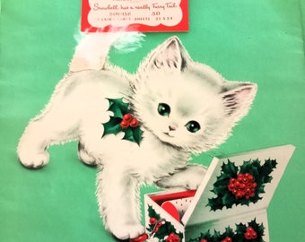 Vintage 1940s Norcross Snowball Encore Kitty Gift Wrap