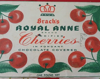 1940s Vintage Candy Box Chocolate Cherries  BRACH'S