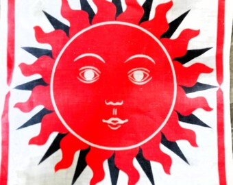 Vintage 70s MOD Tea Kitchen Towel Sun King Dunmoy