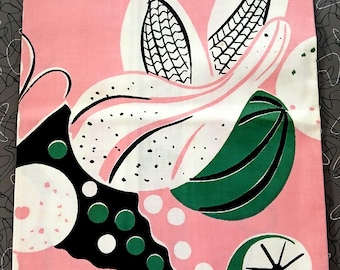 Vintage Tea Towel BRODERIE NWOT Abstract Veggies Pink