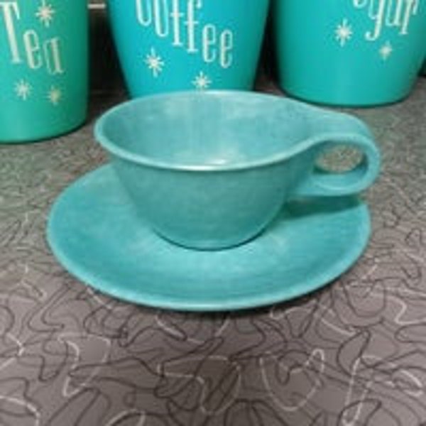 Vintage Russel Wright Residential Melmac LIKE NEW Aqua Cup & Saucer