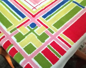 Vintage Tablecloth Modern Striped Colorful