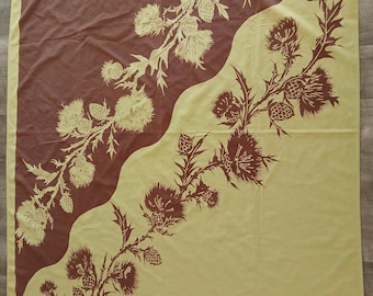 Vintage Tablecloth Art Deco Thistle Hardy Craft