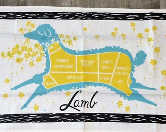 Vintage Tea Kitchen Towel Lamb