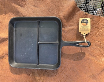 Vintage Unmarked Square Cast Iron Breakfast Skillet - Restored and Ready to Use!!