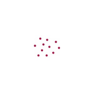 Peut inclure: Une collection de onze petites pierres précieuses rondes et d'un rouge éclatant, disposées en une formation lâche et dispersée. Chaque pierre présente une surface à facettes qui reflète la lumière, créant une forme circulaire et une couleur cramoisie.