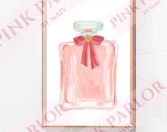 Pink Gold Perfume Bottle Pink Coquette Girly Feminine Wall Art Digital Print Download