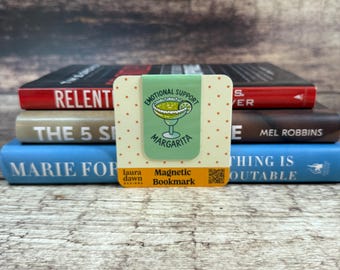 Funny Magnetic Bookmark "Emotional Support Margarita" - Double Sided