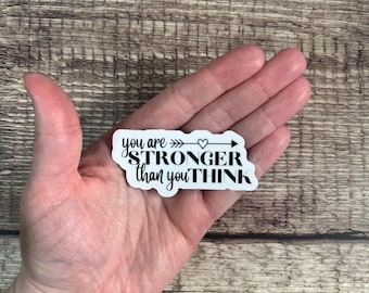 Inspirational Quote Sticker: You Are Stronger Than You Think, Waterproof Vinyl