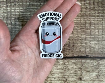 Emotional Support Fridge Cig Sticker | Funny "Diet Coke" Lover Decal | Vinyl Waterproof Sticker Gift