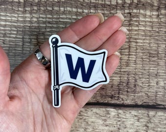 W Flag Sticker or Magnet, Chicago Baseball Fan Vinyl Decal, Wrigley Field Win Flag Gift for Laptop or Fridge