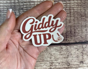 Giddy Up Sticker, Floral Horseshoe Country Western Vinyl Decal, Cute Cowgirl Gift for Laptop or Water Bottle