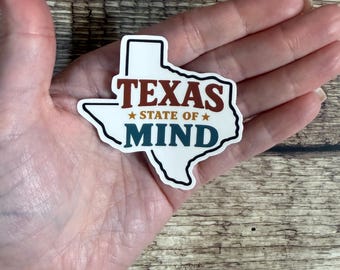 Country Western Waterproof Sticker - Texas State of Mind Vinyl Decal