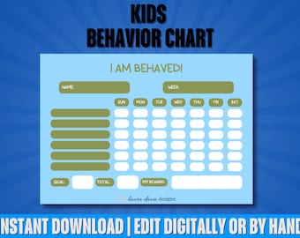 Gedragstabel voor kinderen: afdrukbare beloningstracker (digitale pdf)