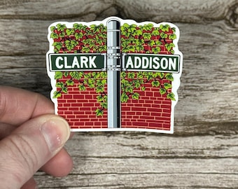 Clark and Addison Sticker or Magnet - Wrigley Field Street Signs - Chicago Cubs Vinyl Sticker