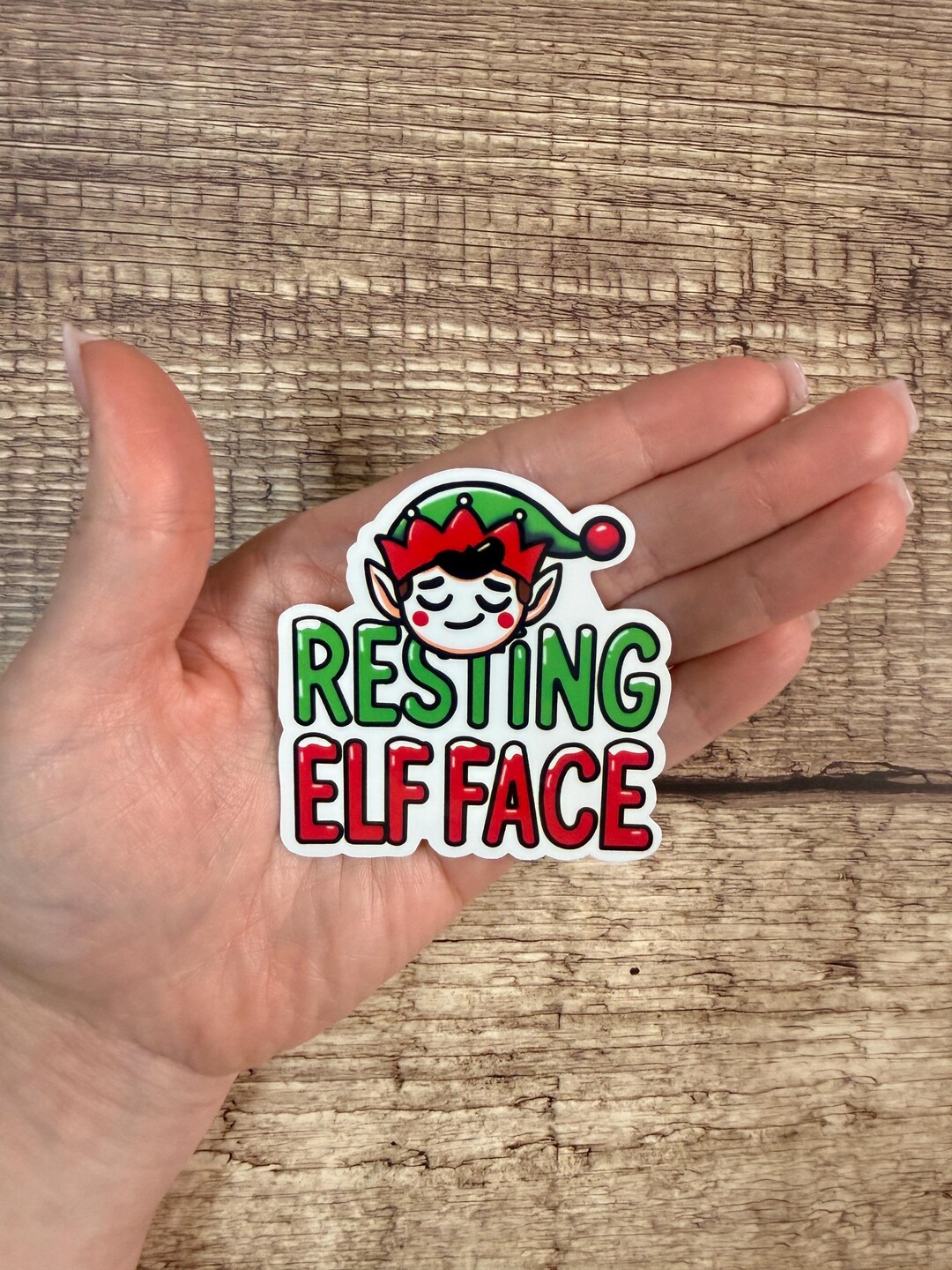 Resting Elf Resting Elf Face Sticker: Funny Holiday Vinyl Sticker - Etsy