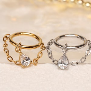 Boucles d'oreilles créoles pendantes 8/10 mm Bijoux percés dans le nez Boucles d'oreilles Huggie en acier chirurgical 316L 16G