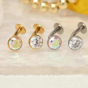 8/10/12/14mm CZ Belly Button Ring Floating 14G Belly Piercing Jewelry Internally Threaded Curved Navel Barbell G23 Titanium