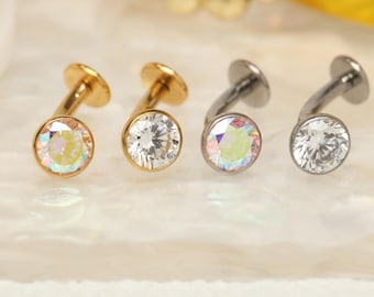 8/10/12/14 mm CZ ベリーボタンリング フローティング 14G ベリーピアスジュエリー インターナルスレッド カーブド ネーブルバーベル G23 チタン